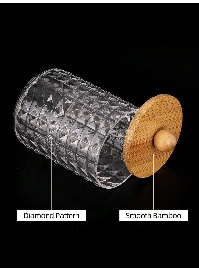 طقم علب تخزين شفافة عدد 4 بغطاء خشبي – تصميم ماسي أنيق - Image 5